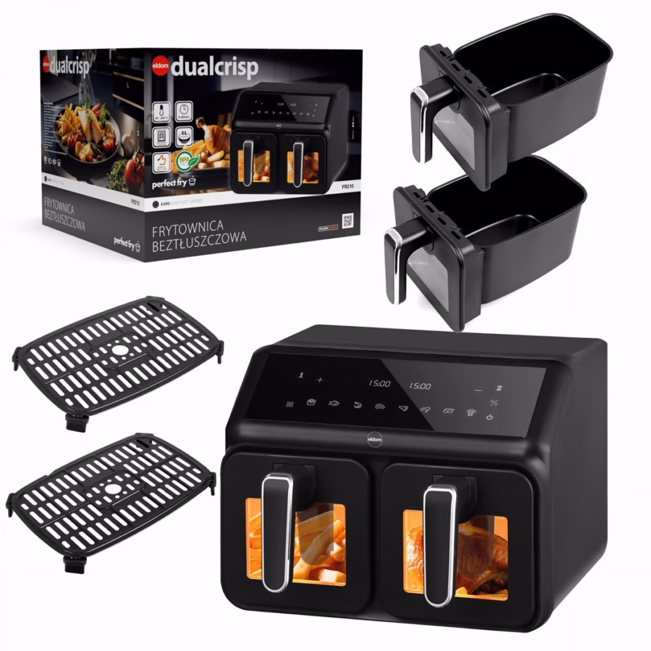 Kahe sahtliga kuumaõhufritüür ELDOM FR210 DualCrisp, 8 l, 2200 W - 8