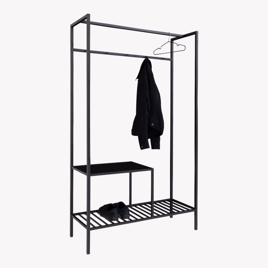Avatud esikuriidenagi 2 riiuliga, must, 101x38x170 cm Vita - 6