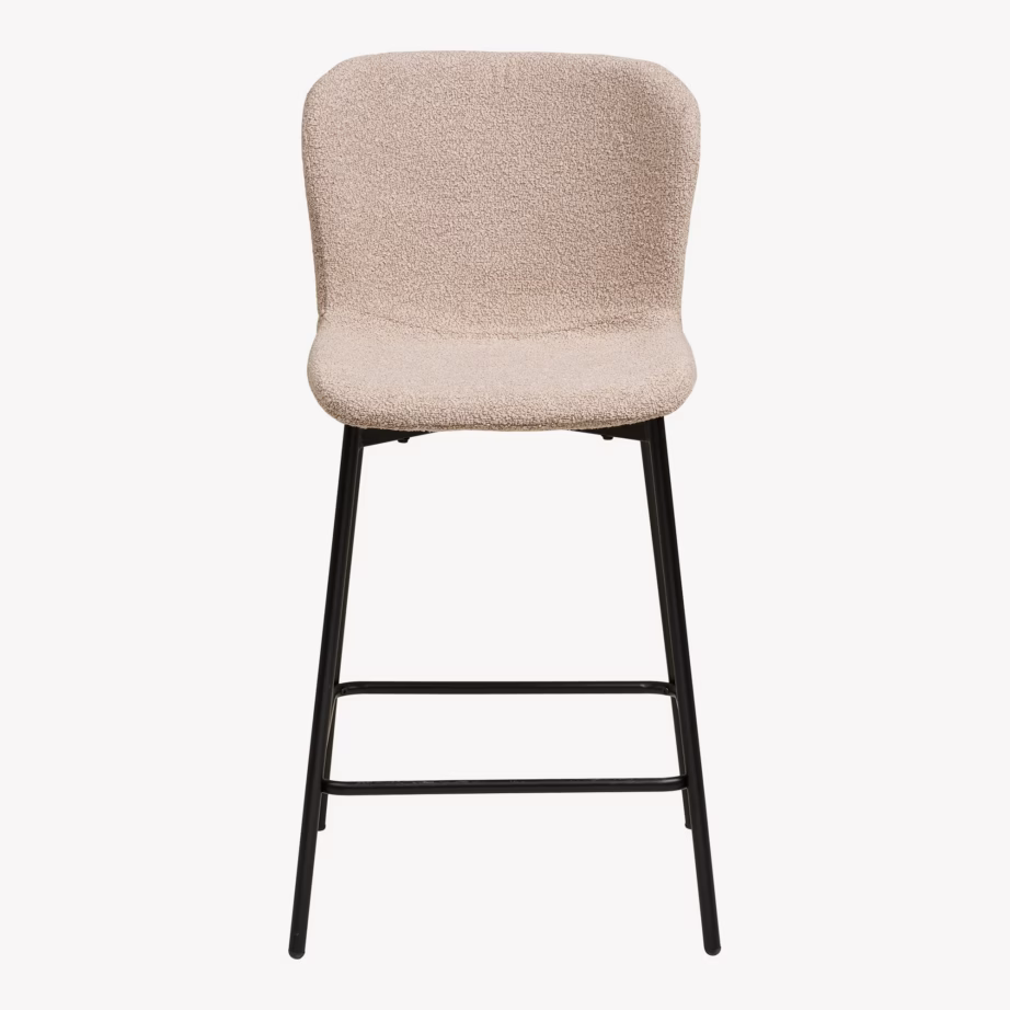 Beež bouclé baaritool mustade metalljalgadega Maceda, istumiskõrgus 65 cm - 3