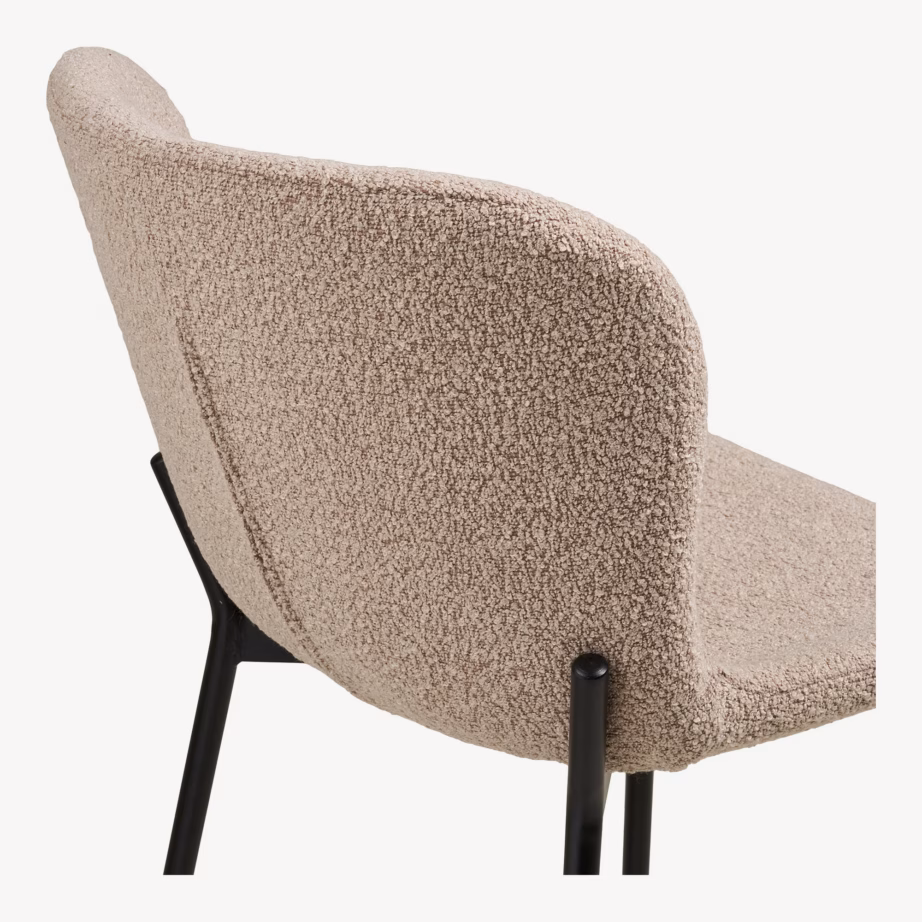 Beež bouclé baaritool mustade metalljalgadega Maceda, istumiskõrgus 65 cm - 6