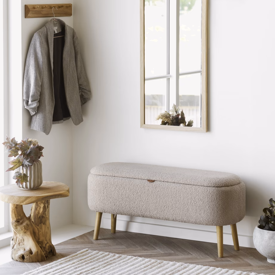 Beež bouclé kangaga hoiupink Harlow, 95x37x45 cm - 2