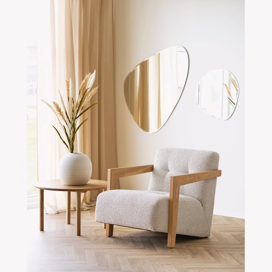 Beež polüesterkangast lounge-tugitool käetugedega Caracas - 4