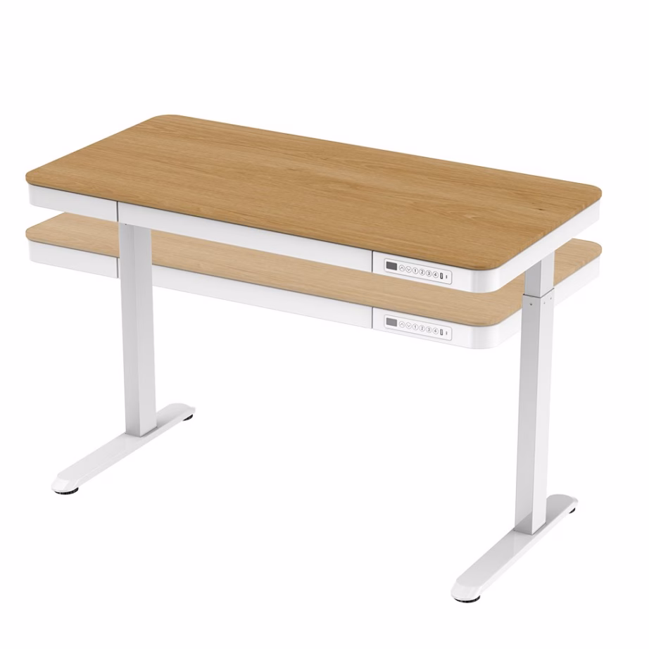 Mälufunktsiooniga elektriliselt reguleeritav kirjutuslaud Activejet ET119S, 120 × 60 cm, valge/tammepuidu tooni - 4