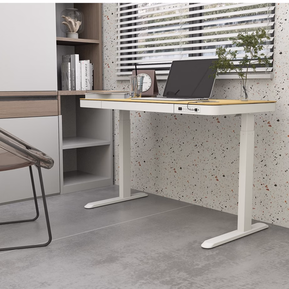 Mälufunktsiooniga elektriliselt reguleeritav kirjutuslaud Activejet ET119S, 120 × 60 cm, valge/tammepuidu tooni - 8
