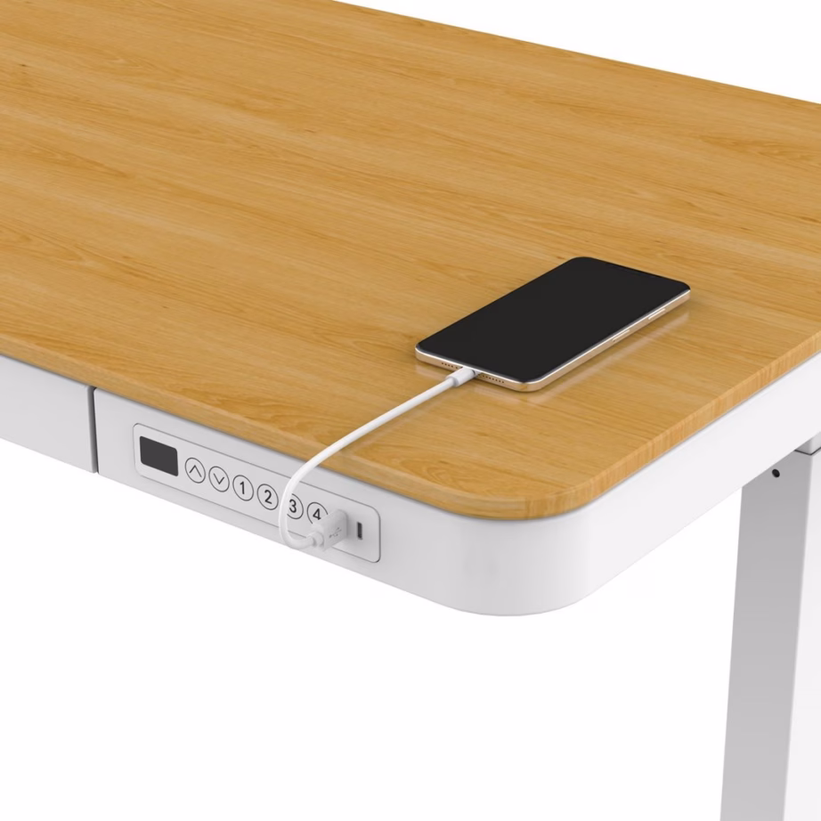 Mälufunktsiooniga elektriliselt reguleeritav kirjutuslaud Activejet ET119S, 120 × 60 cm, valge/tammepuidu tooni - 16