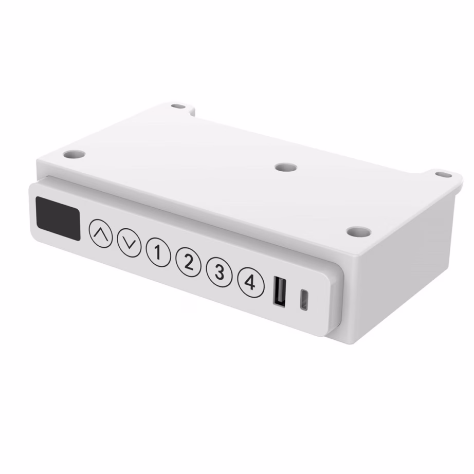 Mälufunktsiooniga elektriliselt reguleeritav kirjutuslaud Activejet ET119S, 120 × 60 cm, valge/tammepuidu tooni - 23