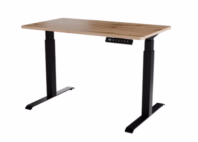 Kolme mälukohaga elektriliselt reguleeritav kirjutuslaud Cama Meble MOON, 121 × 67 cm, must/Wotani tamme tooni