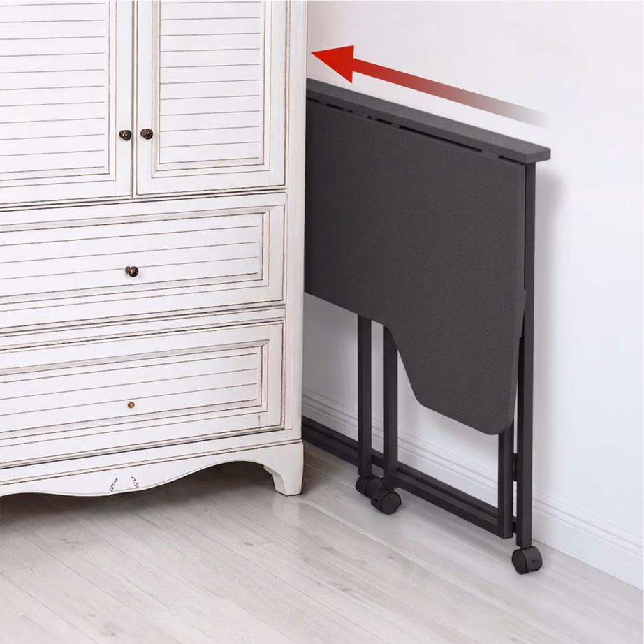 Kokkupandav ratastel kirjutuslaud Maclean MC-1250, L-kujuline, must, 100 × 65 cm - 4