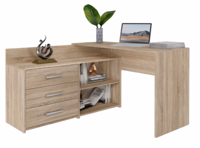 Nurgakirjutuslaud Topeshop DANY, 120 × 50 cm, 3 sahtlit, Sonoma tamme toon