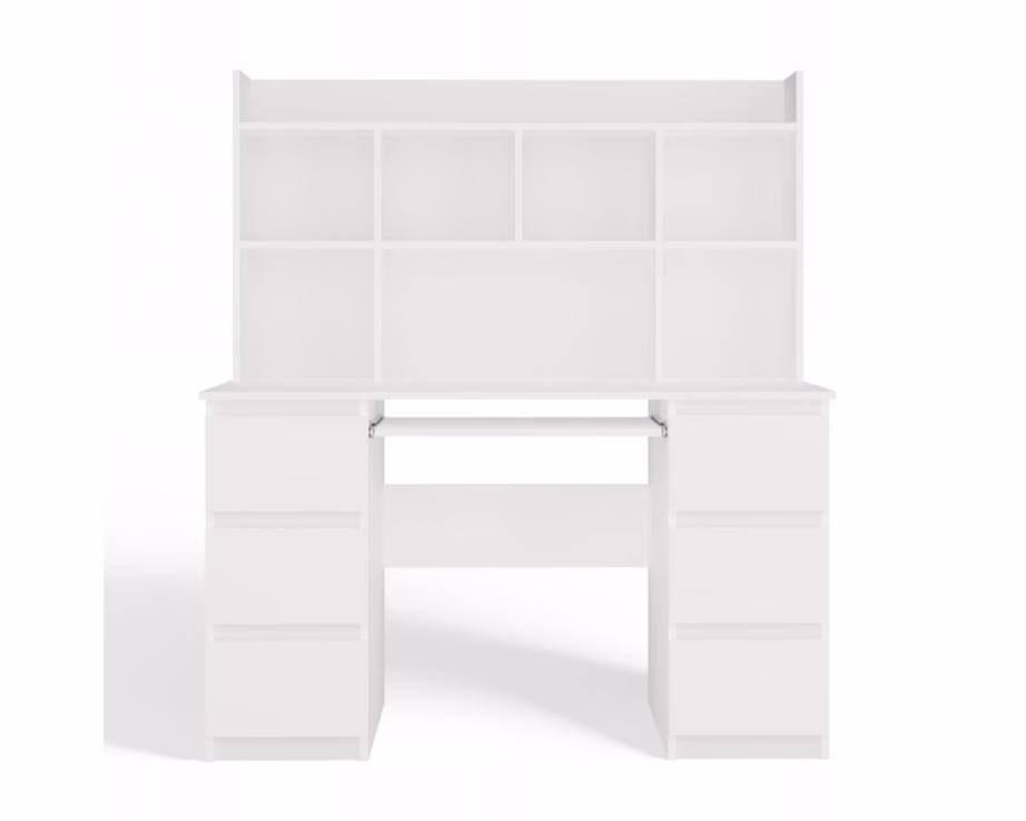 Kirjutuslaud Top E Shop KUBA, 6 sahtli ja riiuliga, 130 × 51 × 146 cm, valge - 7