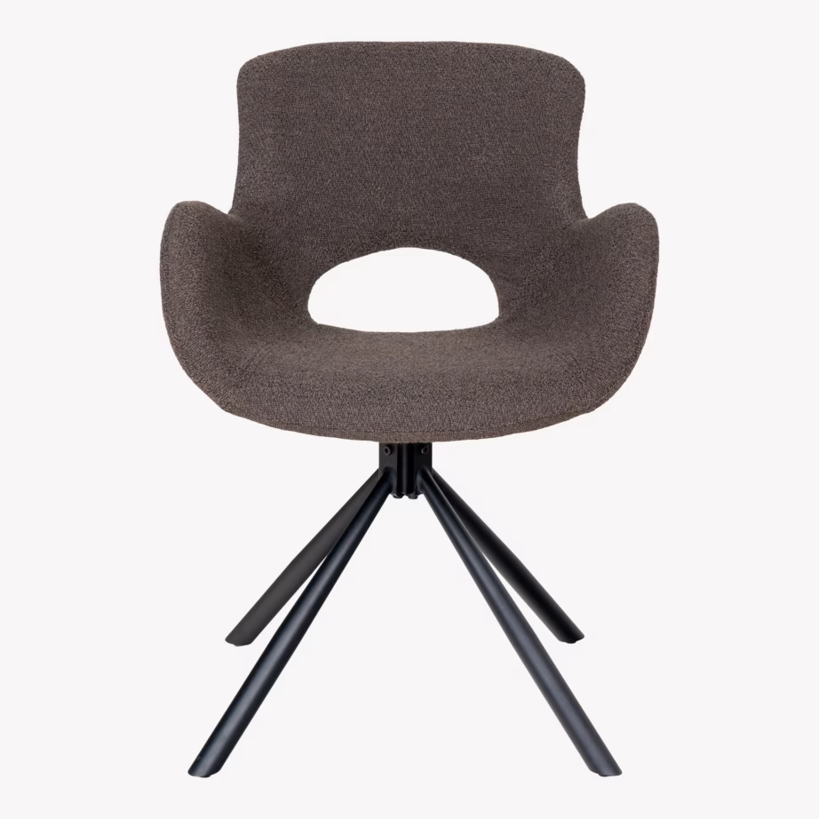 Bouclé-kattega pöörlev söögitool Amorim, mushroom-toonis - 2