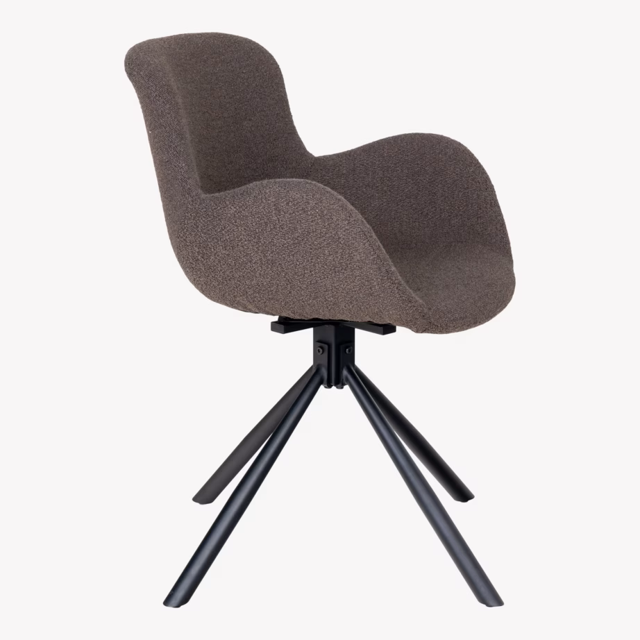 Bouclé-kattega pöörlev söögitool Amorim, mushroom-toonis - 4