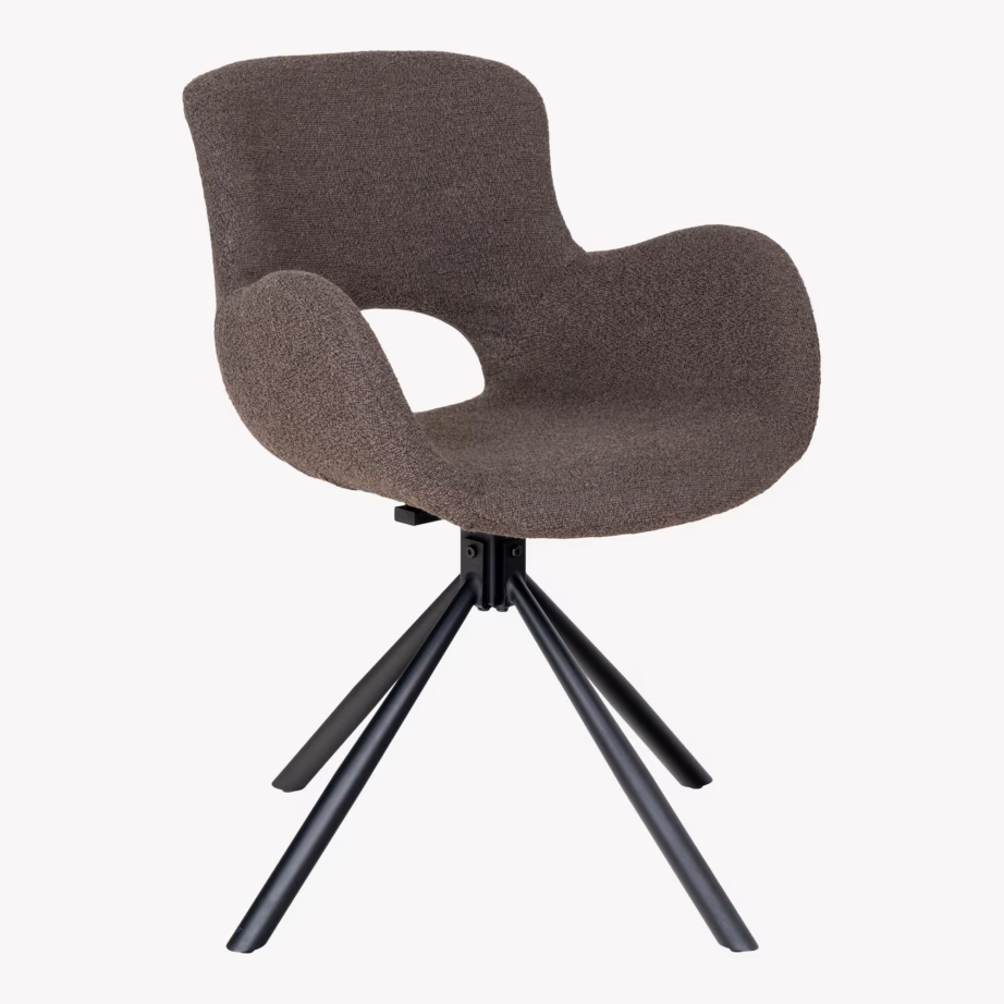 Bouclé-kattega pöörlev söögitool Amorim, mushroom-toonis - 6