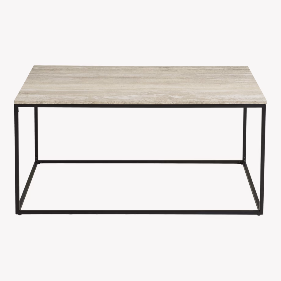 Diivanilaud travertiiniefektiga, must raam, 90x60x45 cm, Vita - 3