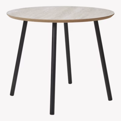 Diivanilaud travertiinimustriga ja mustade jalgadega Aalst ø55x45 cm