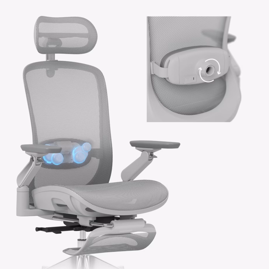 Massaažifunktsiooniga ergonoomiline kontoritool Mark Adler Leadpro 8.7, hall, 130 kg - 16