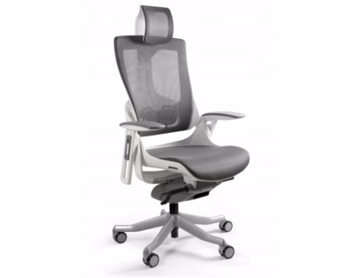 Ergonoomiline kontoritool UNIQUE Wau 2 NW41, hall/valge võrk