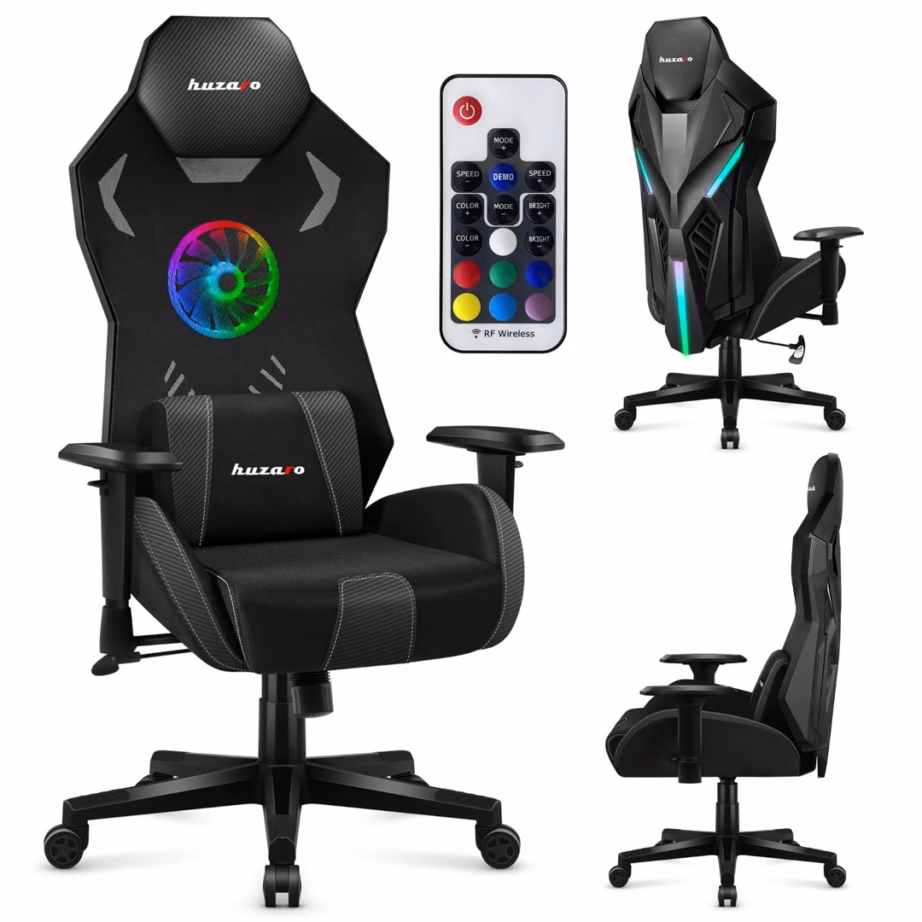 RGB-valgustuse ja ventilaatoriga arvutitool huzaro Combat 7.6, must - 4