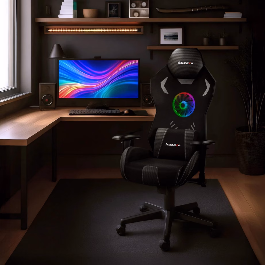 RGB-valgustuse ja ventilaatoriga arvutitool huzaro Combat 7.6, must - 6