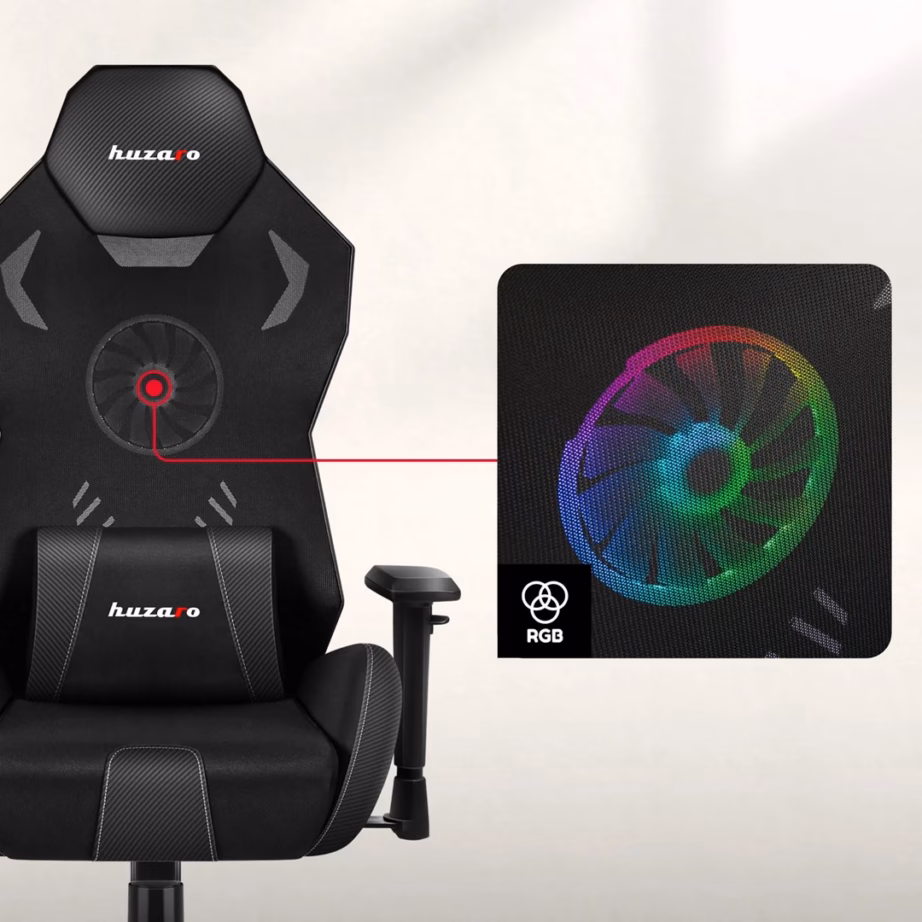 RGB-valgustuse ja ventilaatoriga arvutitool huzaro Combat 7.6, must - 7