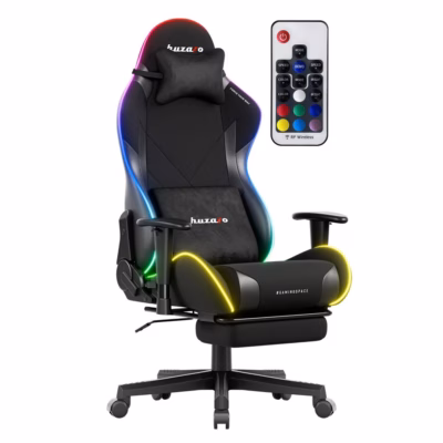 Mänguritool Huzaro Force 5.7 RGB, must veluur, jalatugi ja 2D käetoed, 136 kg