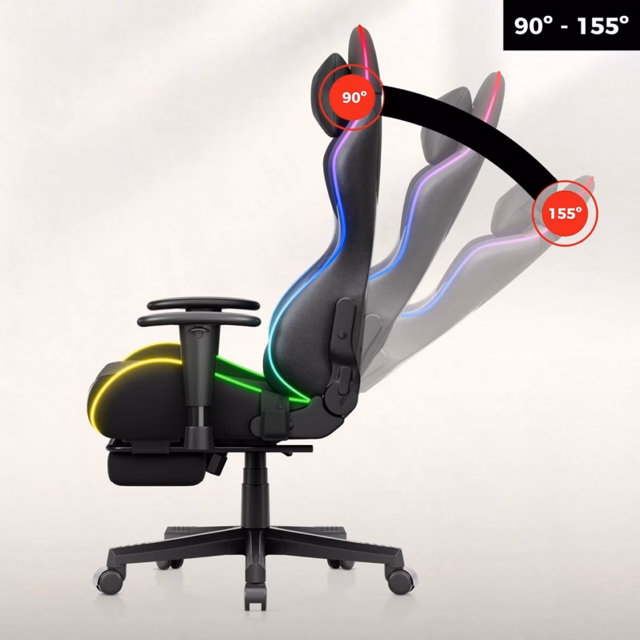 Mänguritool Huzaro Force 5.7 RGB, must veluur, jalatugi ja 2D käetoed, 136 kg - 2