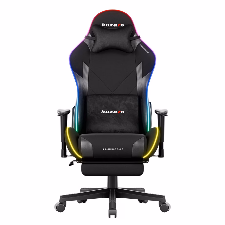Mänguritool Huzaro Force 5.7 RGB, must veluur, jalatugi ja 2D käetoed, 136 kg - 6