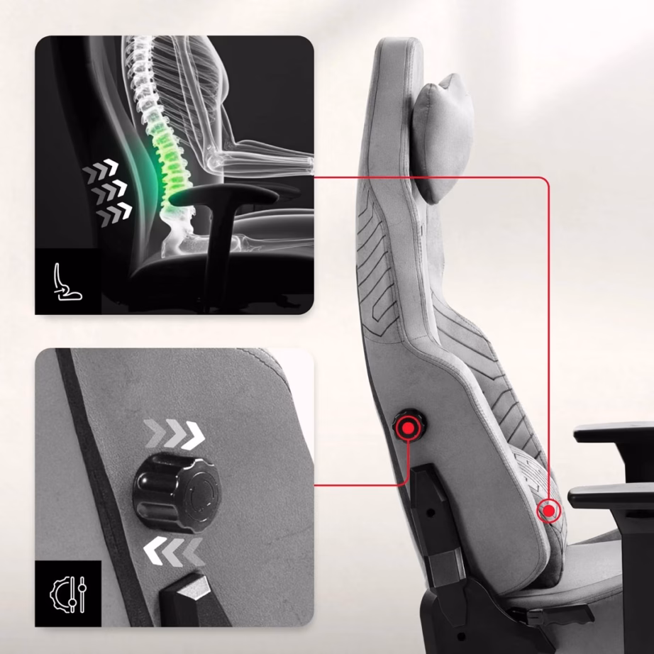 BackBalance’i, 3D-käetugede ja jalatoega arvutitool huzaro Force 8.1, hall - 5
