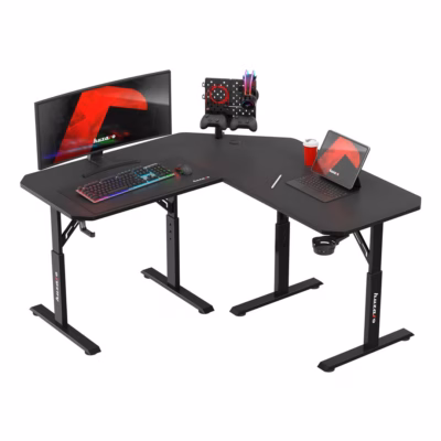 Kolme fikseeritud kõrgusega nurgakujuline arvutilaud huzaro Hero 7.3 Black, 140 × 140 cm