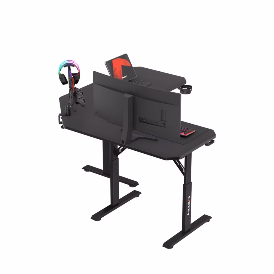 Kolme fikseeritud kõrgusega nurgakujuline arvutilaud huzaro Hero 7.3 Black, 140 × 140 cm - 3
