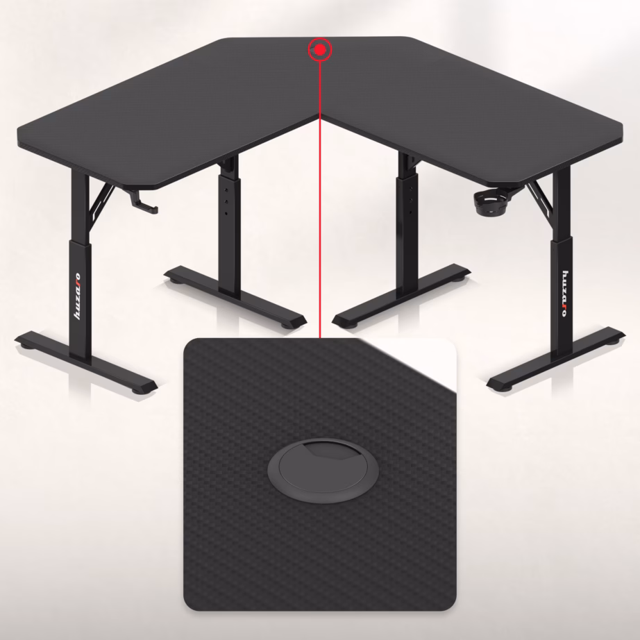 Kolme fikseeritud kõrgusega nurgakujuline arvutilaud huzaro Hero 7.3 Black, 140 × 140 cm - 10