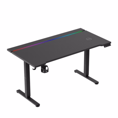 Elektriliselt reguleeritav arvutilaud huzaro Hero 8.7 RGB, 140 × 70 cm, juhtmevaba laadijaga, must