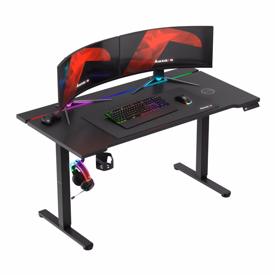 Elektriliselt reguleeritav arvutilaud huzaro Hero 8.7 RGB, 140 × 70 cm, juhtmevaba laadijaga, must - 8