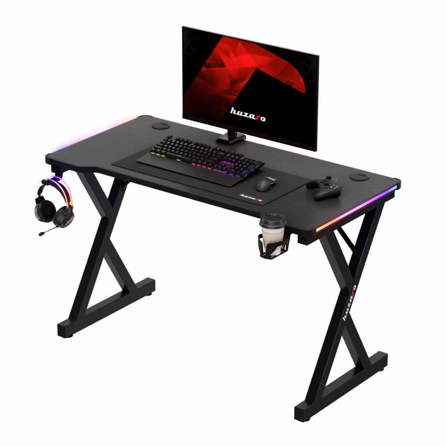 RGB-valgustusega arvutilaud huzaro Hero 2.3 RGB, 120 × 60 cm, must, 75 kg - 2