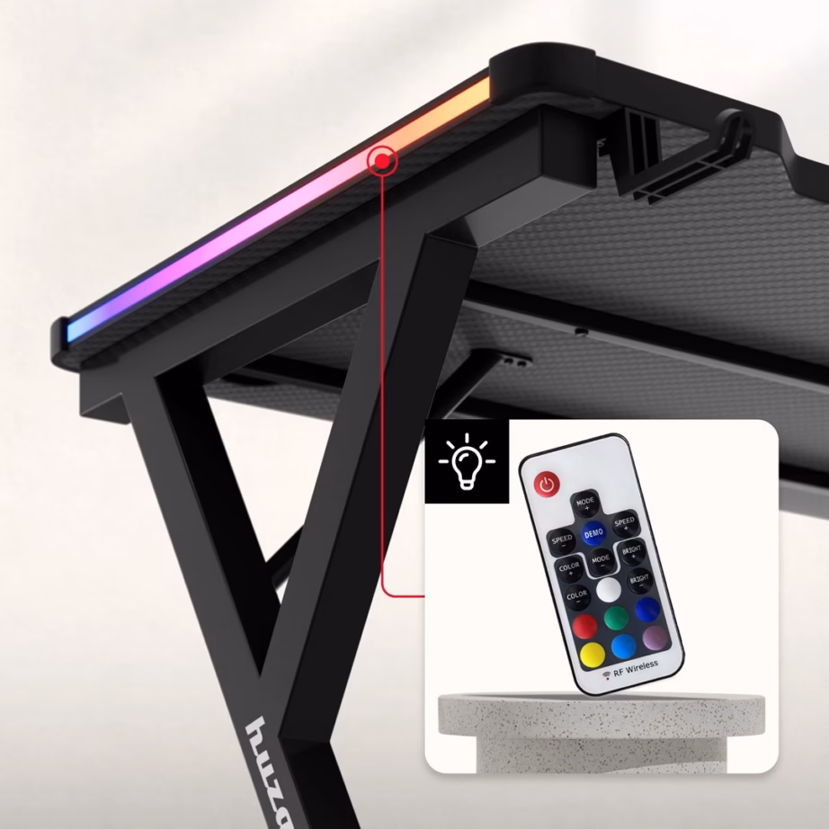 RGB-valgustusega arvutilaud huzaro Hero 2.3 RGB, 120 × 60 cm, must, 75 kg - 5
