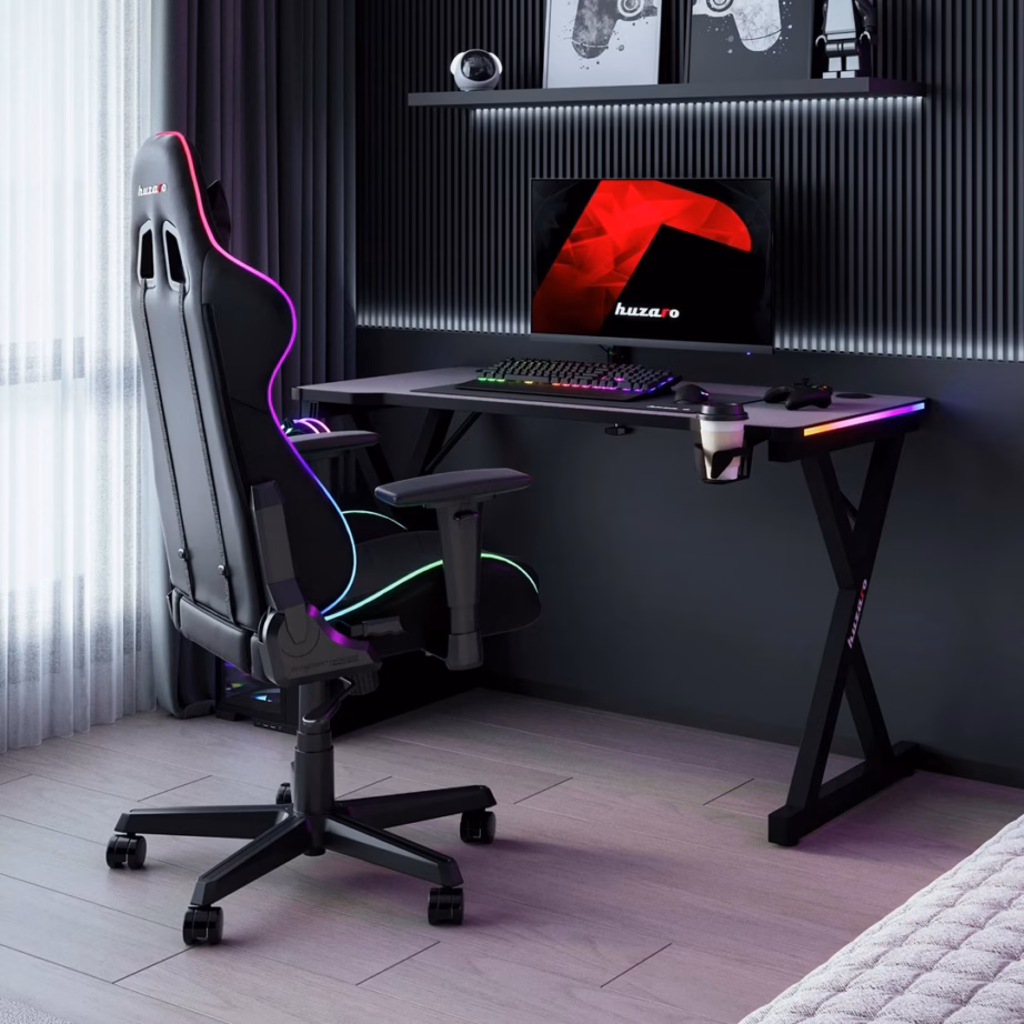 RGB-valgustusega arvutilaud huzaro Hero 2.3 RGB, 120 × 60 cm, must, 75 kg - 7