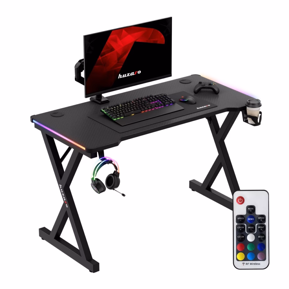 RGB-valgustusega arvutilaud huzaro Hero 2.3 RGB, 120 × 60 cm, must, 75 kg - 8