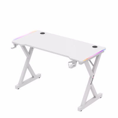 RGB-valgustusega arvutilaud huzaro Hero 2.3 RGB White, valge, 120 × 60 cm, 75 kg