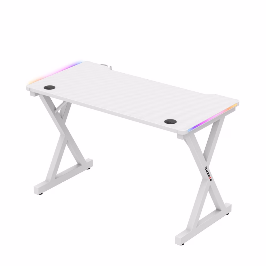 RGB-valgustusega arvutilaud huzaro Hero 2.3 RGB White, valge, 120 × 60 cm, 75 kg - 2