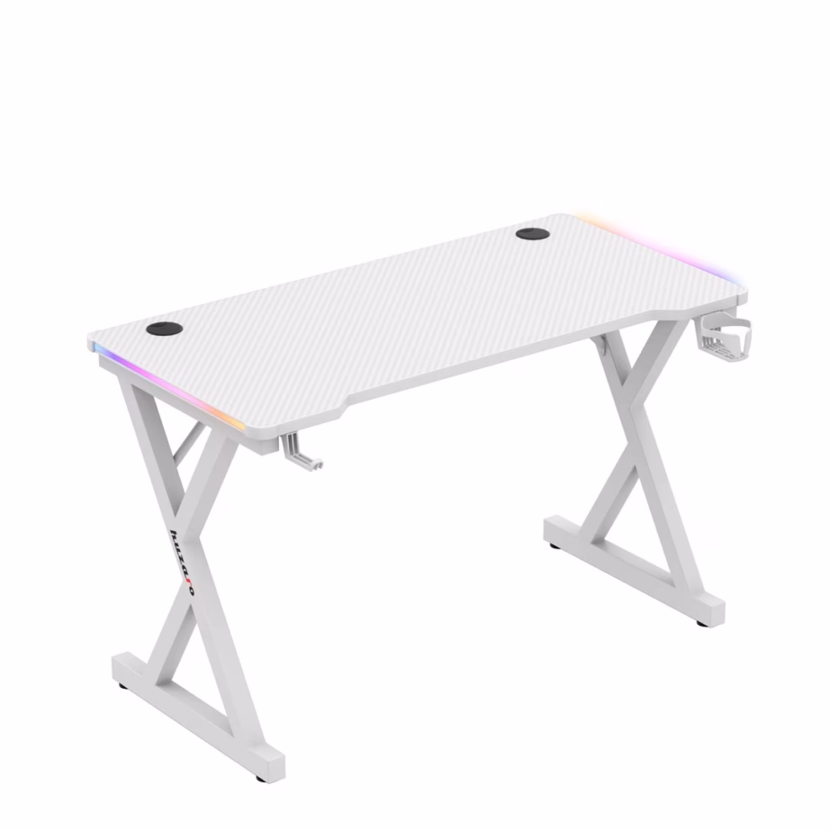 RGB-valgustusega arvutilaud huzaro Hero 2.3 RGB White, valge, 120 × 60 cm, 75 kg - 6