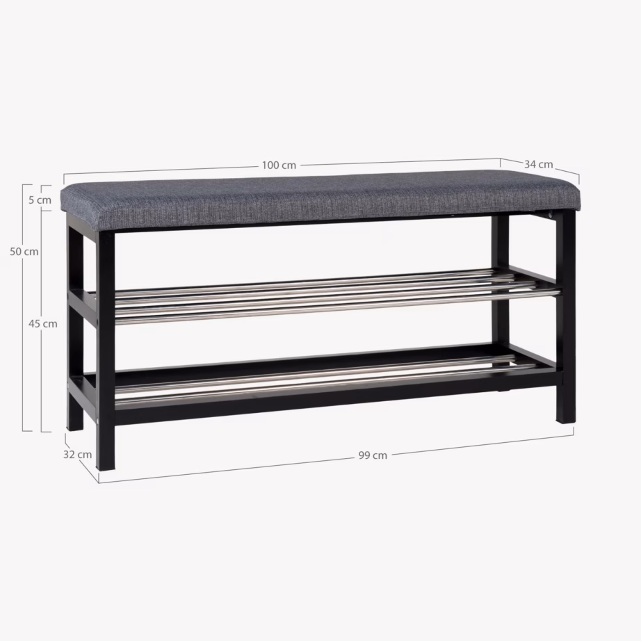 Hall esikupink padja ja 2 riiuliga Padova, 100×34×50 cm - 4