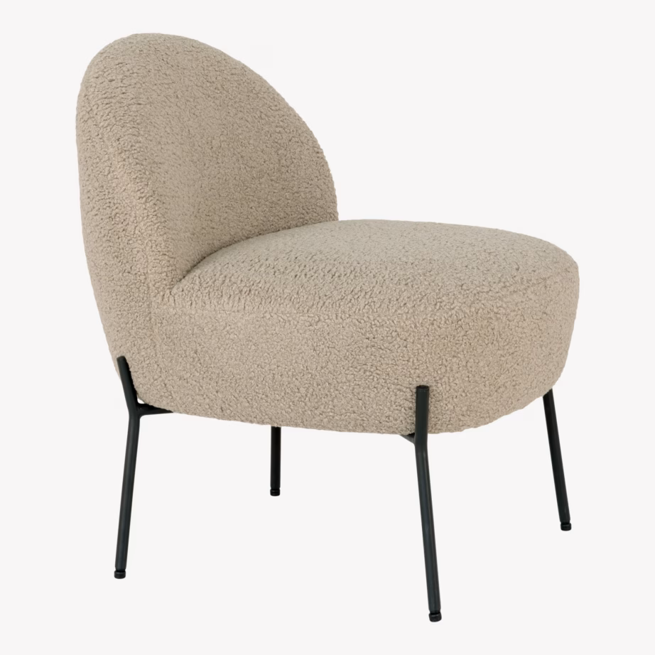 Hallikaspruun kunstlammasnahast lounge-tugitool Merida mustadel metalljalgadel - 4