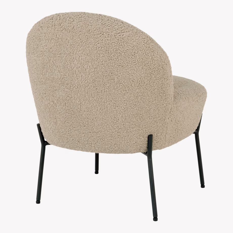 Hallikaspruun kunstlammasnahast lounge-tugitool Merida mustadel metalljalgadel - 5