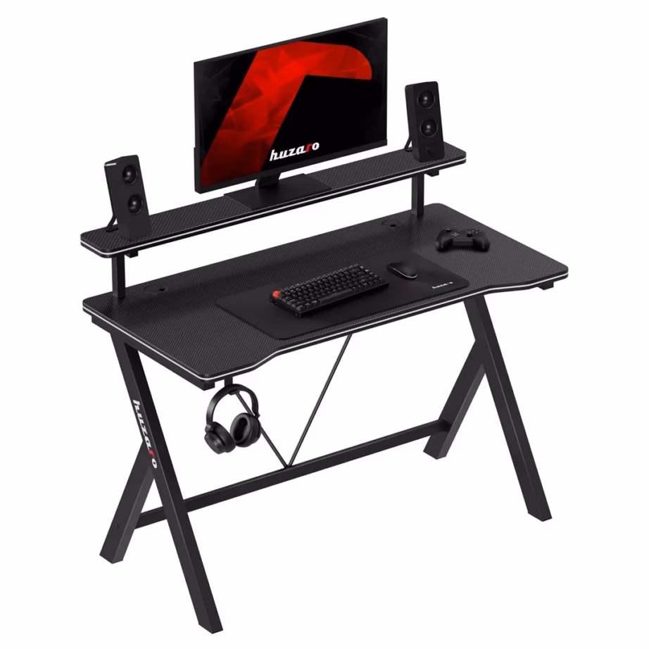 Huzaro Hero 1.9 Black 120×60 cm mängurilaud lisariiuli ja kaablihaldusega - 2