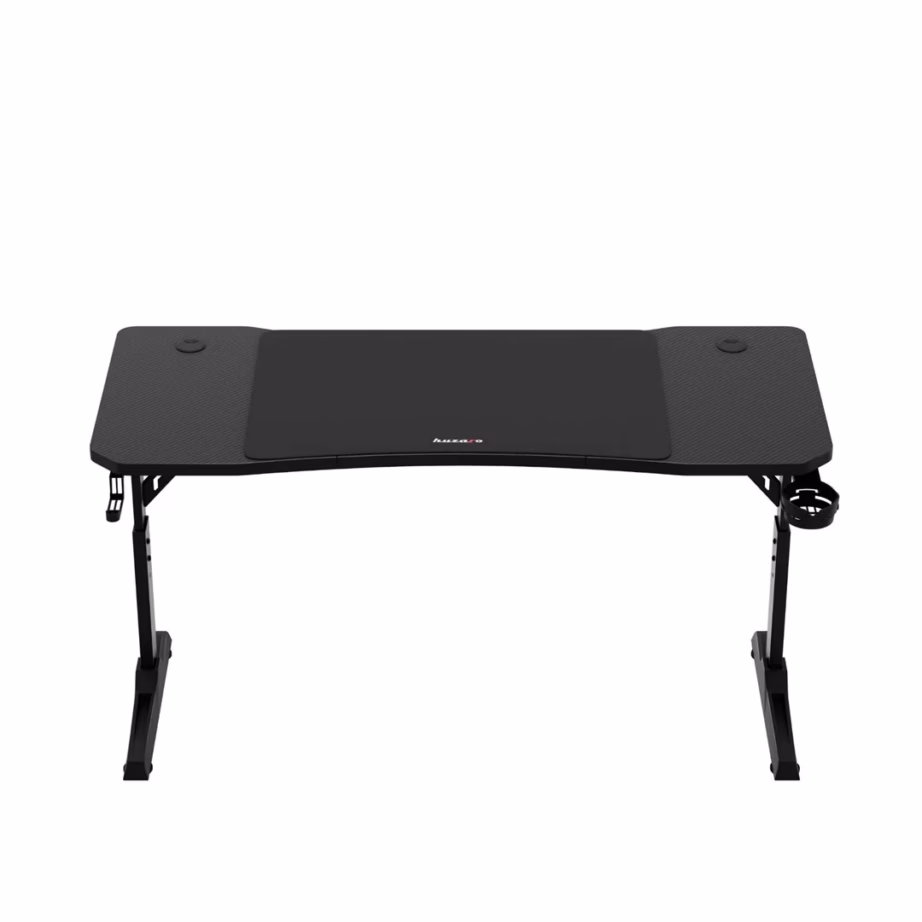 Huzaro Hero 3.6 Black 140×60 cm must mängurilaud süsinikkiu mustriga, reguleeritav kõrgus 56-79 cm, kõrvaklappide ja joogitopsi hoidjaga - 4