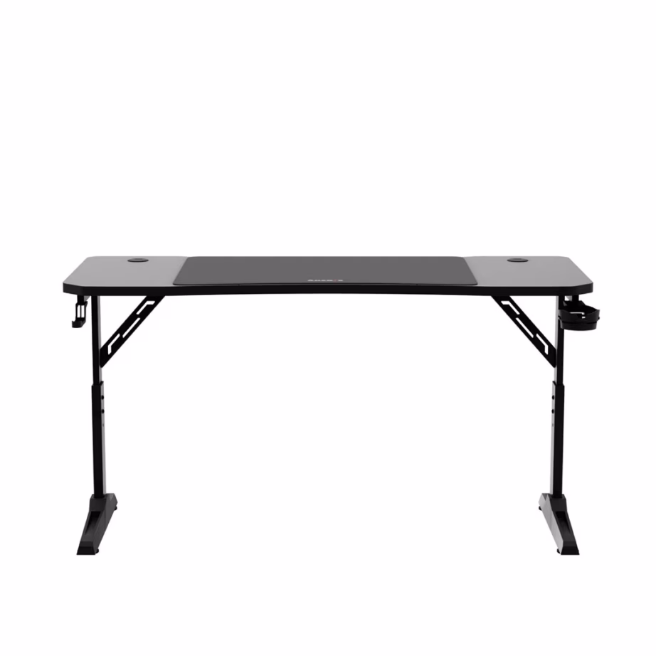 Huzaro Hero 3.6 Black 140×60 cm must mängurilaud süsinikkiu mustriga, reguleeritav kõrgus 56-79 cm, kõrvaklappide ja joogitopsi hoidjaga - 5