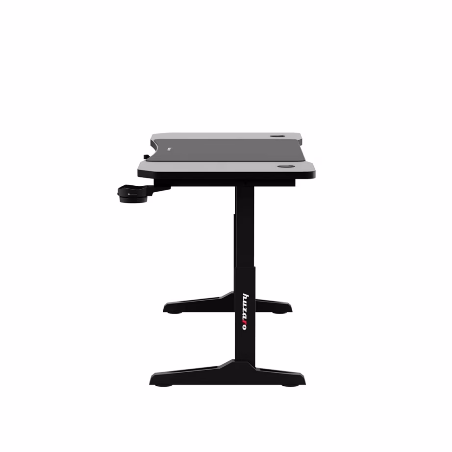 Huzaro Hero 3.6 Black 140×60 cm must mängurilaud süsinikkiu mustriga, reguleeritav kõrgus 56-79 cm, kõrvaklappide ja joogitopsi hoidjaga - 7