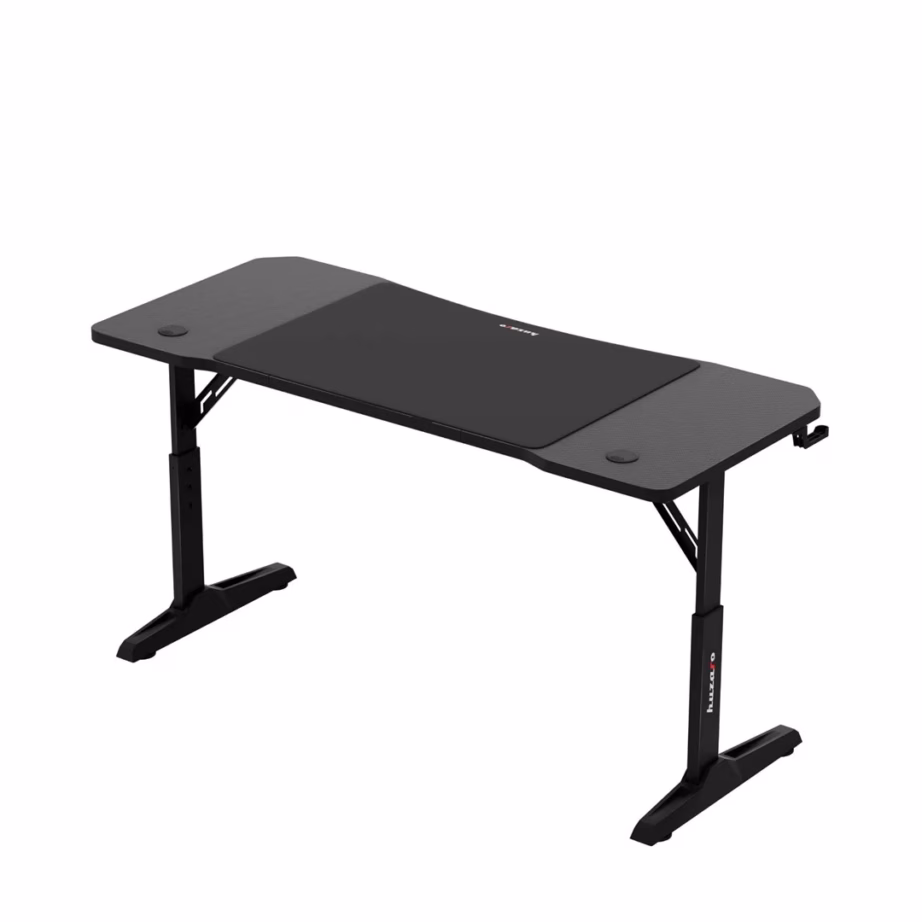Huzaro Hero 3.6 Black 140×60 cm must mängurilaud süsinikkiu mustriga, reguleeritav kõrgus 56-79 cm, kõrvaklappide ja joogitopsi hoidjaga - 9