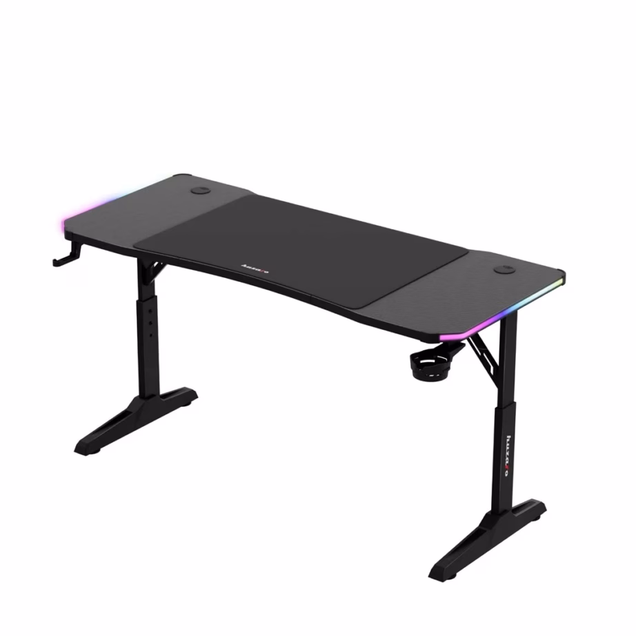 Huzaro Hero 3.6 RGB Black 140×60 cm reguleeritava kõrgusega mängurilaud LED-valgustusega - 3