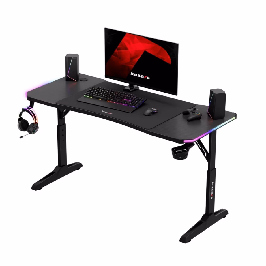 Huzaro Hero 3.6 RGB Black 140×60 cm reguleeritava kõrgusega mängurilaud LED-valgustusega - 4